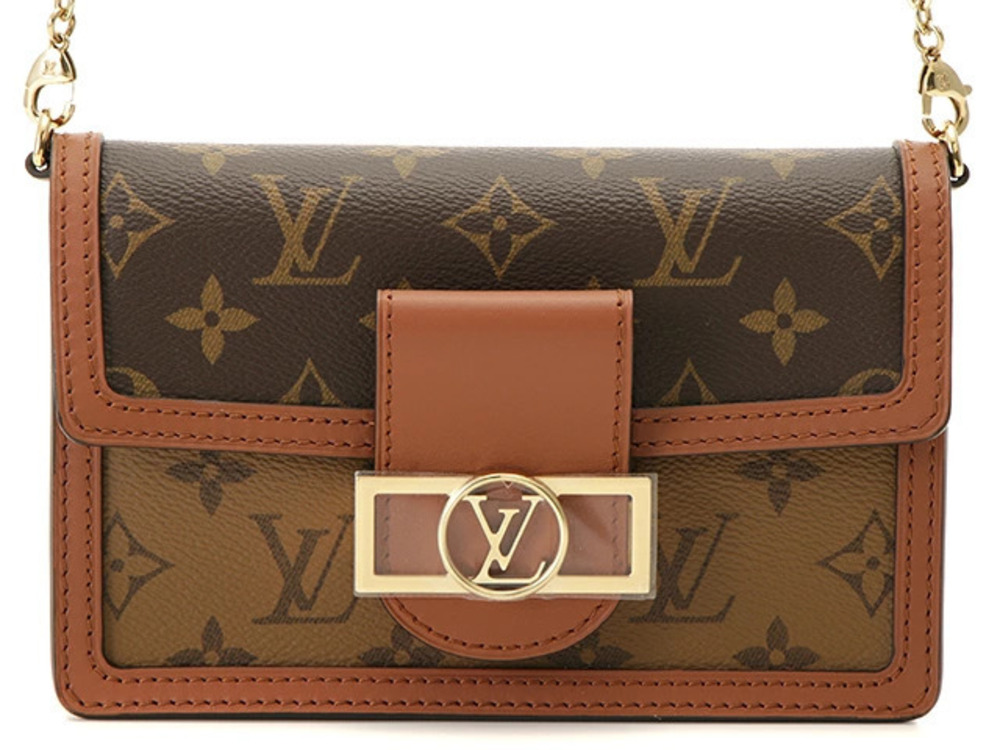 LOUIS VUITTON Portefeuille Dauphine Monogram Reverse Chain Shoulder Wallet Bag